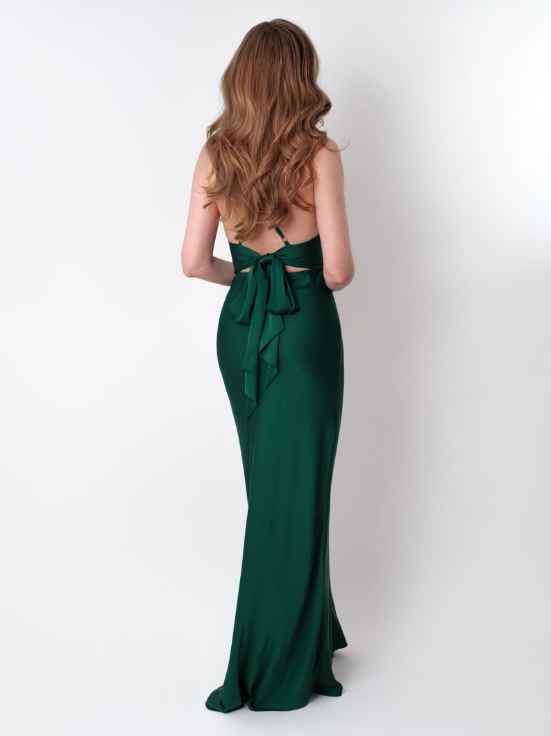 Simple Dark Green Spaghetti Strap Long Formal Bridesmaid Dress